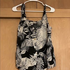 Christian Siriano Black and White Leaf Top